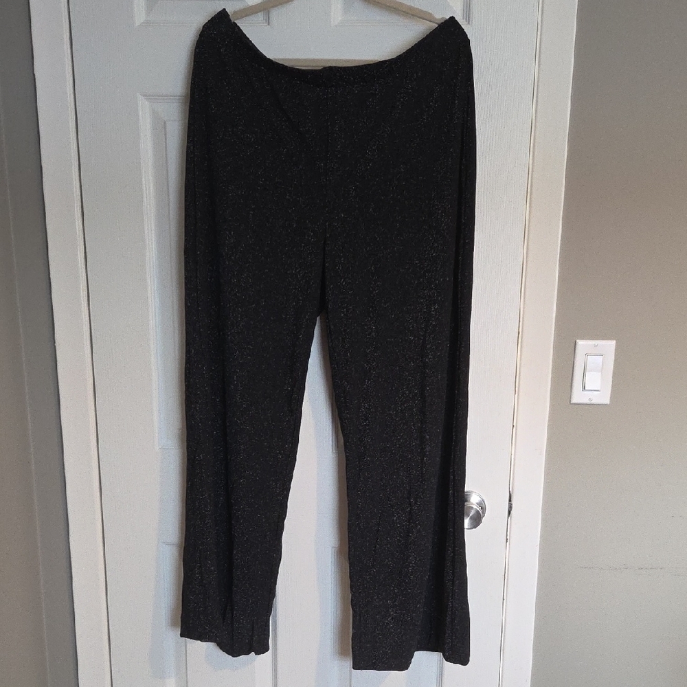 Womens Reitmans Black Shimmer Wide-Leg Elegant Flowing Pants
